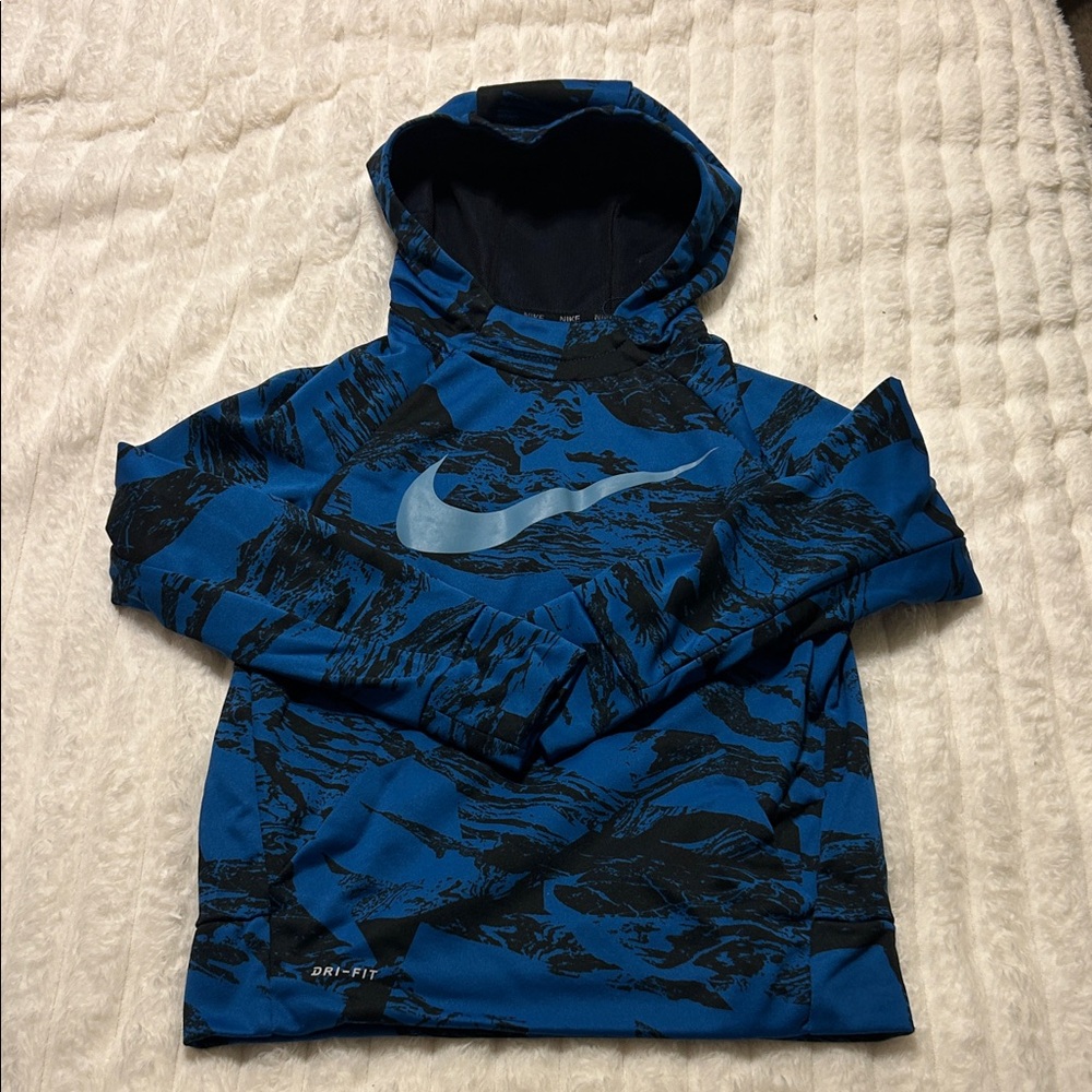 Nike Blue and Black Patterned Hoodie